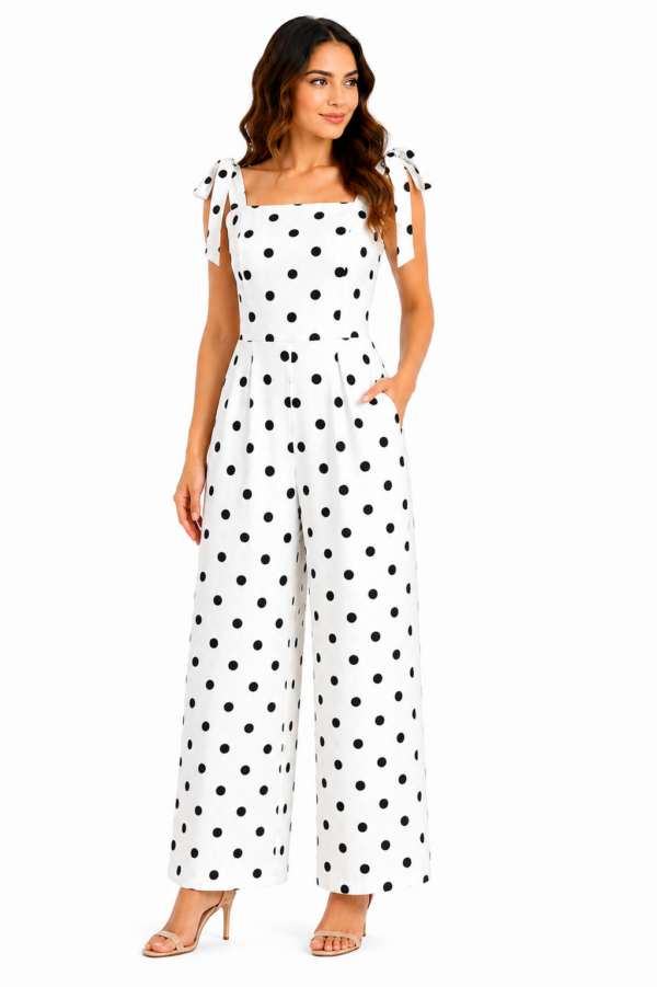 Kombinezon damski w groszki New Collection – szerokie nogawki