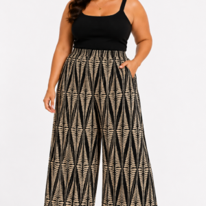 Roman spodnie palazzo szerokie boho wzór XXL