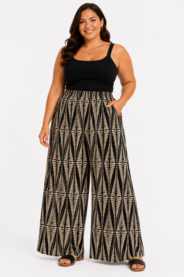 Roman spodnie palazzo szerokie boho wzór XXL