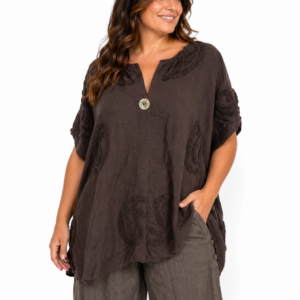 Bluzka oversize Italy Moda – len i bawełna