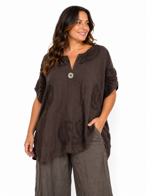 Bluzka oversize Italy Moda – len i bawełna