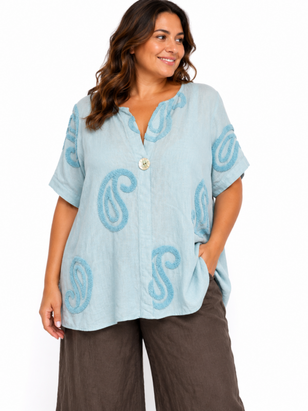 Bluzka oversize Italy Moda – len i bawełna