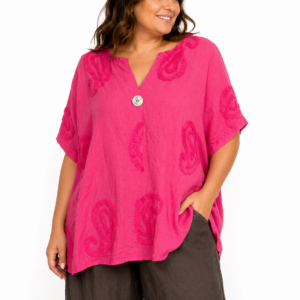 Bluzka oversize Italy Moda – len i bawełna
