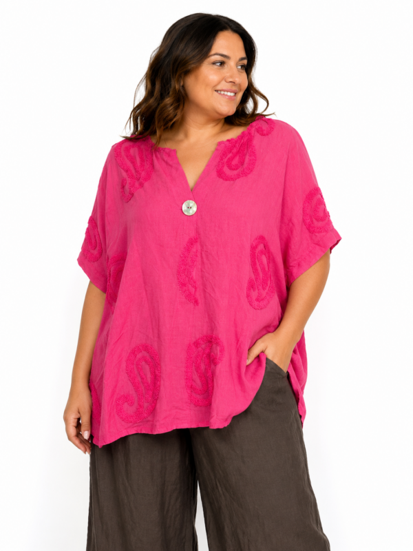 Bluzka oversize Italy Moda – len i bawełna