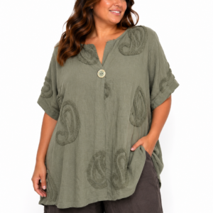 Bluzka oversize Italy Moda – len i bawełna