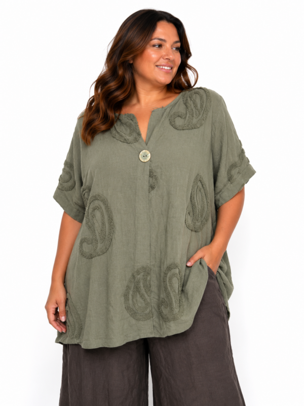 Bluzka oversize Italy Moda – len i bawełna