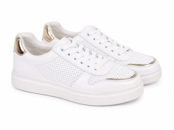 Keddo białe sneakersy ze złotymi detalami r. 38