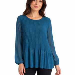Turkusowa plisowana bluzka P. Denny L/XL