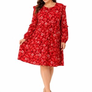 Joe Browns – czerwona sukienka w kwiaty XL