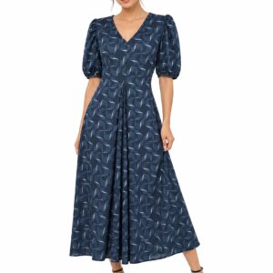 The Casual Company Sukienka XS Granatowa Maxi we Wzory