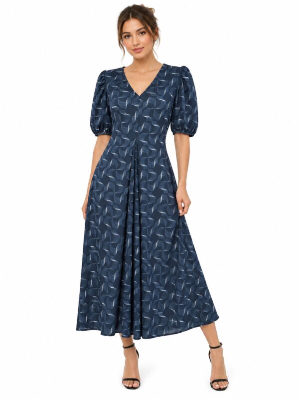 The Casual Company Sukienka XS Granatowa Maxi we Wzory
